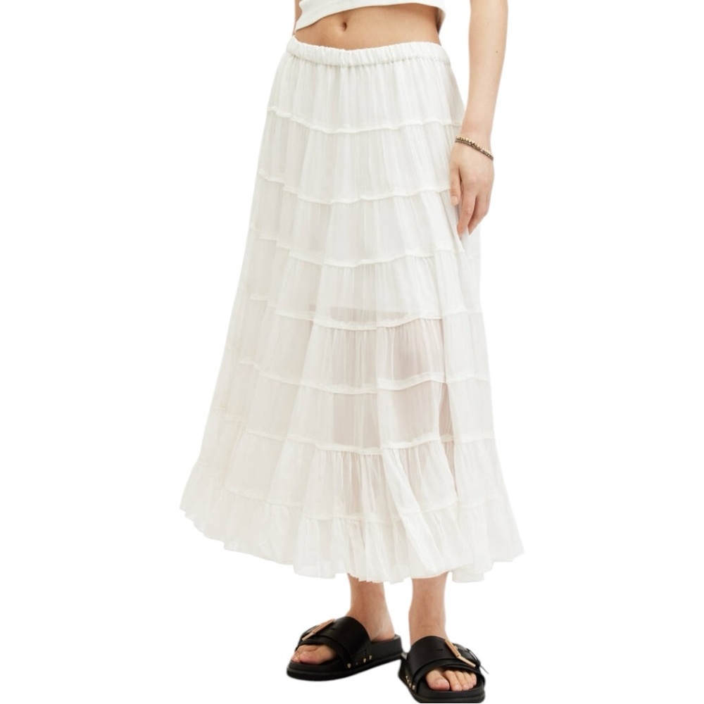 All Saints Eva Elasticated Waist Tiered Maxi Skirt NWT Sz 10